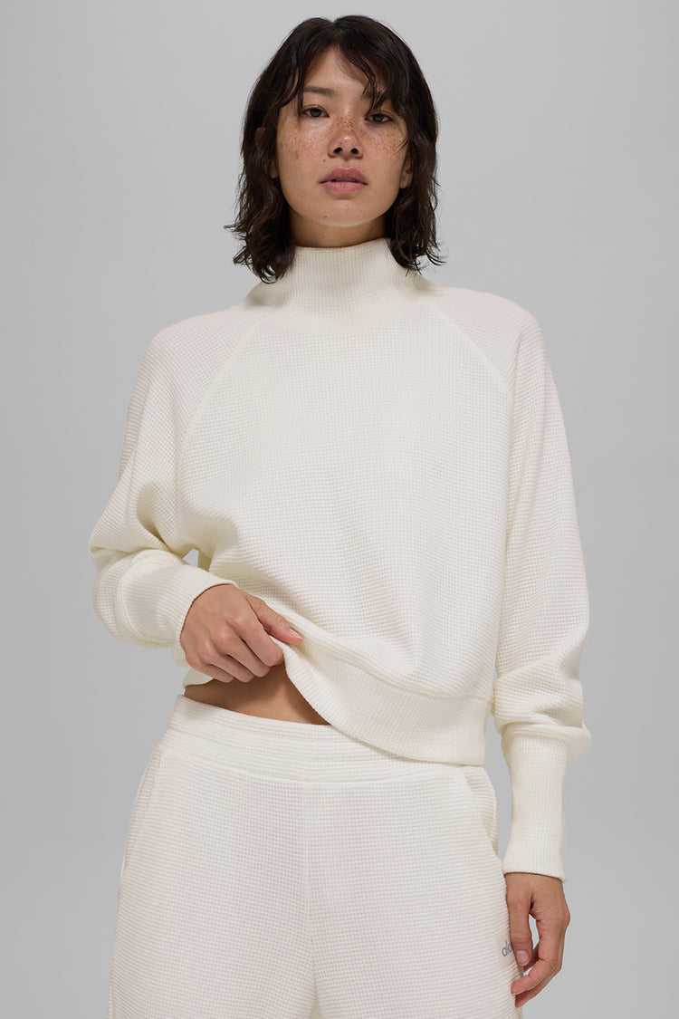 Waffle Weekend Escape "new" Crew Neck Sweater with Sleeves