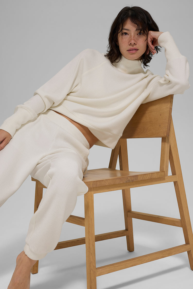 Waffle Weekend Escape "new" Crew Neck Sweater with Sleeves