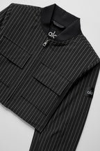 Pinstriped short jacket with full zip "OUT OF STOCK"