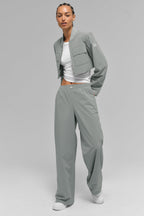 Pinstriped short jacket with full zip "OUT OF STOCK"