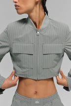Pinstriped short jacket with full zip "OUT OF STOCK"