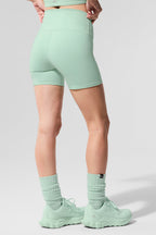 High-Waist Airbrush Biker Shorts - Mint Green